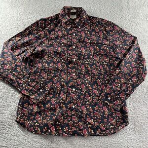 J.Crew‎ Pattern Shirt Mens XL Floral AOP Navy Blue Slim Organic Cotton Dress